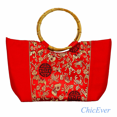 Tasche aus Seide mit Bambushenkel, Handtaschen, Asiatisch, 6810 - zum Schließen ins Bild klicken